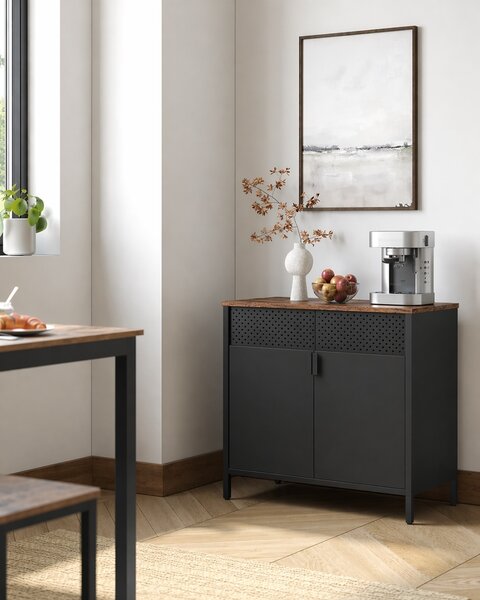 Комод с 2 врати, Songmics, 80 x 40 x 76 см, LSC102B01, Сив