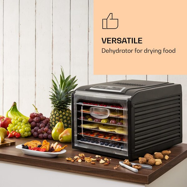 Klarstein Fruit Jerky 6, сушилна за плодове, таймер, 6 рафта, 420-500 W, черен цвят