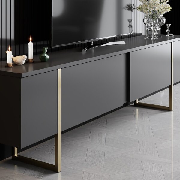 Комплект мебели за дневна Luxe, антрацит - златен