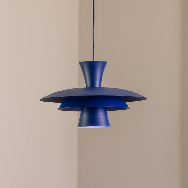 Luminex Висяща лампа Plato, тъмно синьо, метал, Ø 38 cm, E27, Затъмняване, Син, Дневна/трапезария, Метал, Модерен