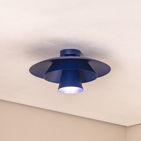 Luminex Таванна лампа Plato, тъмно синьо, метал, Ø 38 cm, E27, Затъмняване, Син, Дневна/трапезария, Метал, Модерен