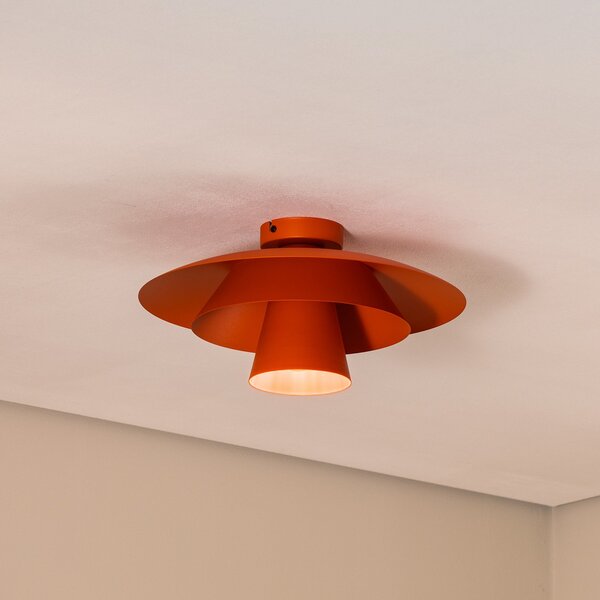 Luminex Таванна лампа Plato, оранжева, метал, Ø 38 cm, E27, Затъмняване, Оранжев, Дневна/трапезария, Метал, Модерен