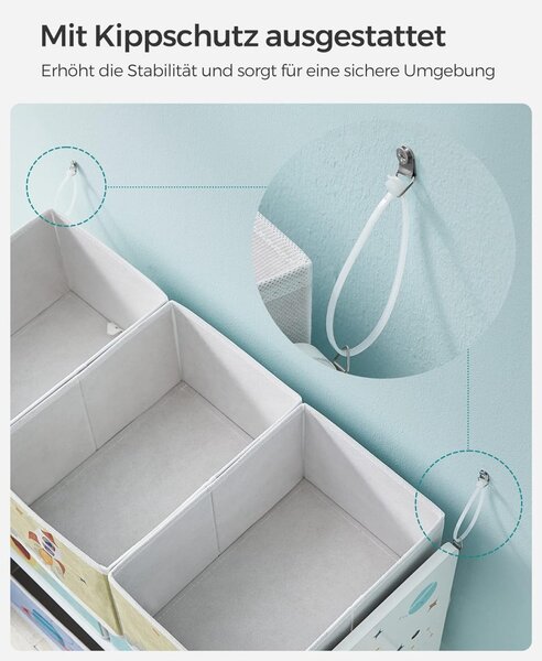 Рафт за организиране на детски играчки, Songmics, Бял, 62.5x29.5x60 см