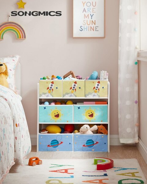 Рафт за организиране на детски играчки, Songmics, Бял, 62.5x29.5x60 см