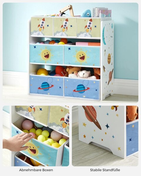 Рафт за организиране на детски играчки, Songmics, Бял, 62.5x29.5x60 см
