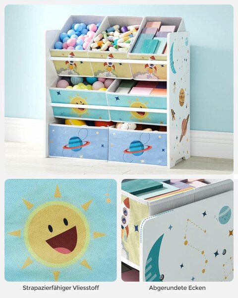 Рафт за организиране на детски играчки, Songmics, Бял, 62.5x29.5x60 см
