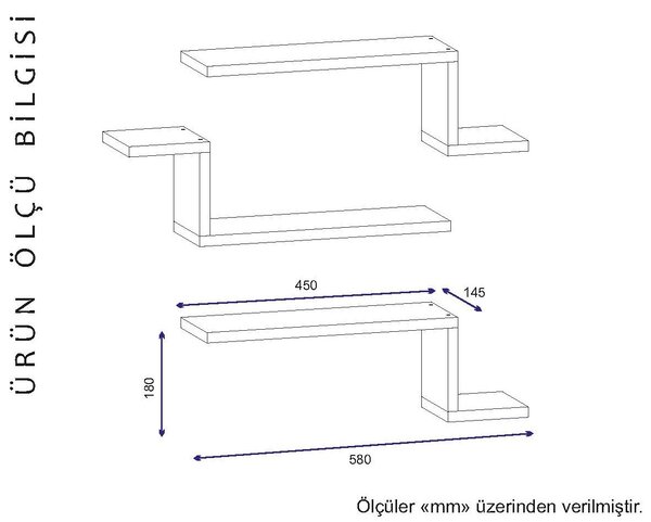 Комплект 3 рафта Lowa Бял 58x18x14.5 см