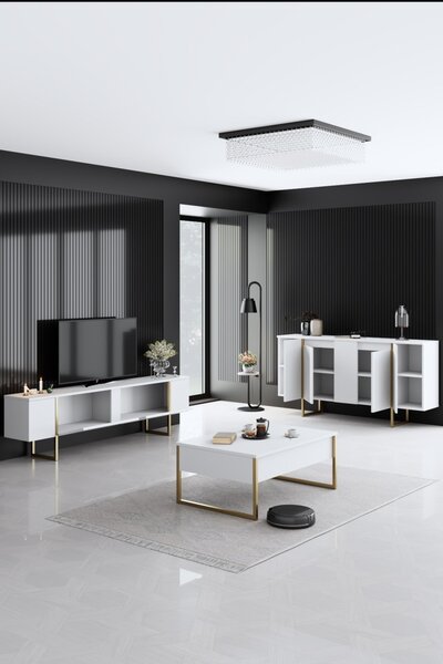 Комплект мебели за дневна Luxe Бял 160x35x80 см
