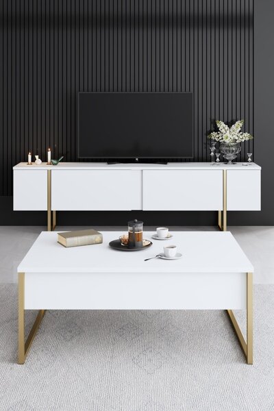 Комплект мебели за дневна Luxe Бял 160x35x80 см