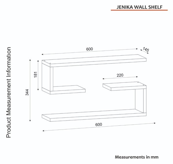 Комплект 2 рафта Jenika Бял 60x18x14.5 см