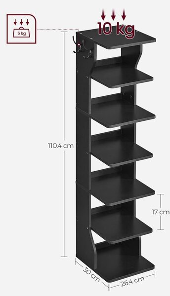Pantofar Vasagle Black 26.4x30x110.4 cm