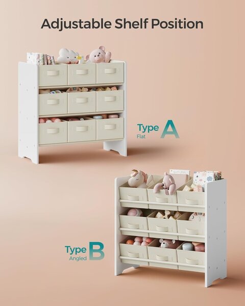 Рафт за организиране на детски играчки White Songmics 62.5x29.5x60 cm