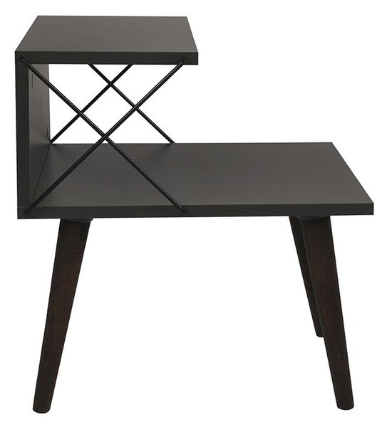 Отворено нощно шкафче Gather антрацит - цвят орех 50x40x55см
