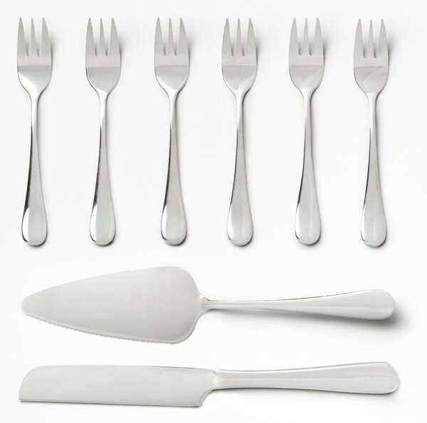 Бели/сребристи десертни вилици в комплект от неръждаема стомана The Essentials Cake Tools – Printworks