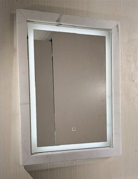Огледало за баня LED MIRROR, с мраморна рамка - Бял