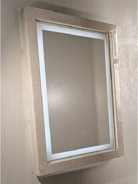 Огледало за баня LED MIRROR, с мраморна рамка - Бял