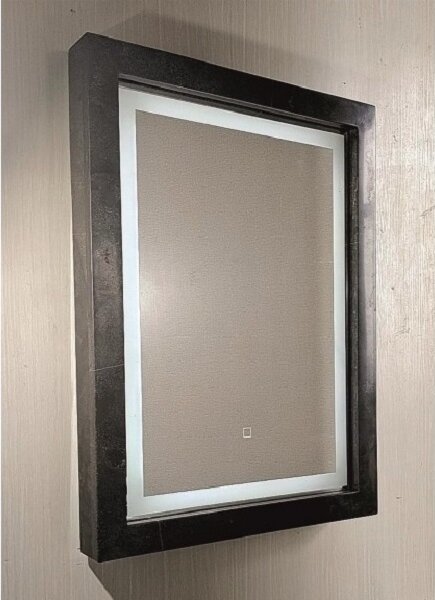 Огледало за баня LED MIRROR, с мраморна рамка - Бял