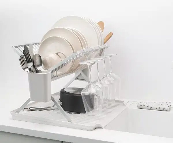 Сушилник за съдове Brabantia, сгъваем - Бял