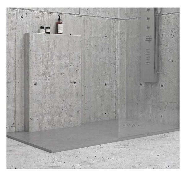 Душ корито от полимер мрамор PIETRA, сив - 80х120х2,5 см