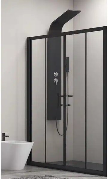 Параван за баня FLORA Nero 600, с две плъзгащи врати - 150х190 см