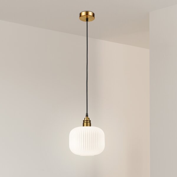 Пендел на шнур HECTOR 1xE27/15W/230V бял/месинг Ø 20 см