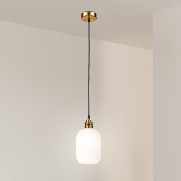 Полилей на кабел HECTOR 1xE27/15W/230V бял/месинг Ø 14 см