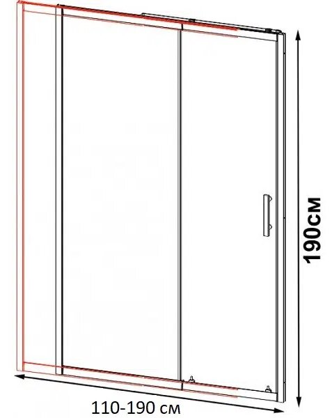 Параван за баня с плъзгаща врата, 110-180х190 см, мат - 110-120х190 см