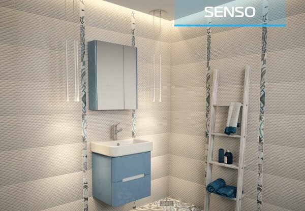 Шкаф за баня с две огледални врати SENSO, сив - 55х15х70 см