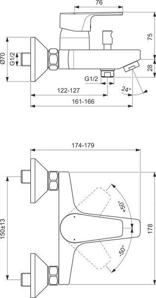 Душ комплект 3в1 ESLA, хром
