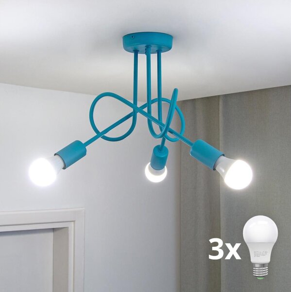 LED детски плафон OXFORD 3xE27/15W/230V син