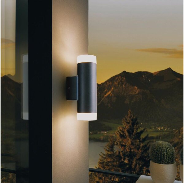 Eglo 13709 - LED външно стенно осветително тяло RIGA 2xGU10/4,6W/230V IP44 черно