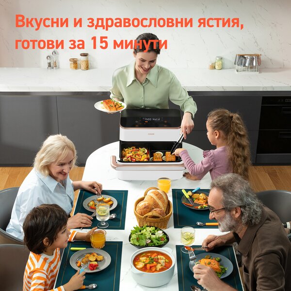 Фритюрник с горещ въздух Cosori Dual Blaze TwinFry CAF-TF101S, 10L, Бял