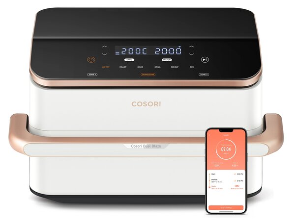 Фритюрник с горещ въздух Cosori Dual Blaze TwinFry CAF-TF101S, 10L, Бял