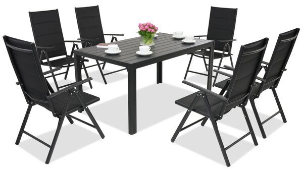 Градински мебели от алуминиев polywood Verona Garden Point за 6 души черни