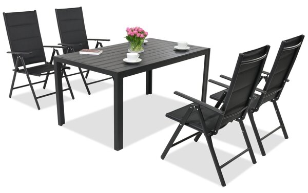 Градински мебели от алуминиев polywood Verona Garden Point за 4 души черни