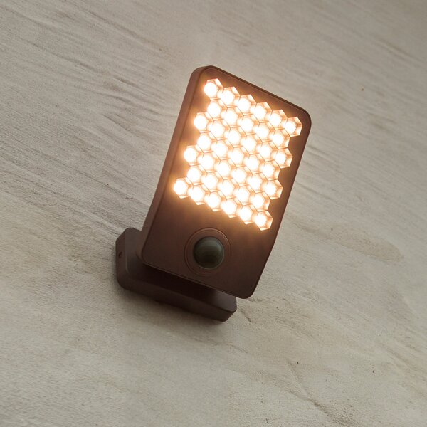 LUTEC LED лампа за външна стена със сензор ATLANTIS, тъмно сива, 22 см, IP54, Сив, Алуминий, Модерен