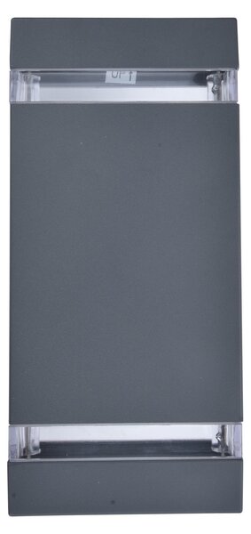 LUTEC LED лампа за външна стена FOCUS SQUARE, тъмно сива, 24 см, IP44, Сив, Алуминий, Модерен, Стенна ъглова