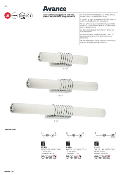 Redo 01-1431 - LED аплик AVANCE LED/14W/230V 63 см бял