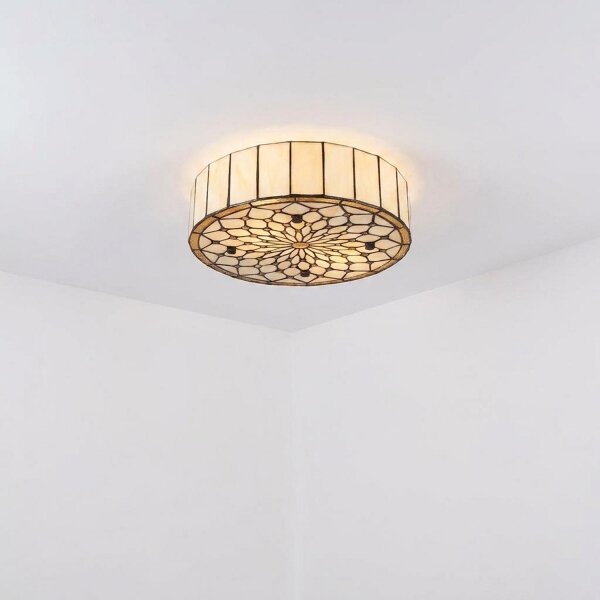 Brilagi - Tiffany витражно таванно осветително тяло, цвят слонова кост, 3xE27/60W/230V, Ø 40 см