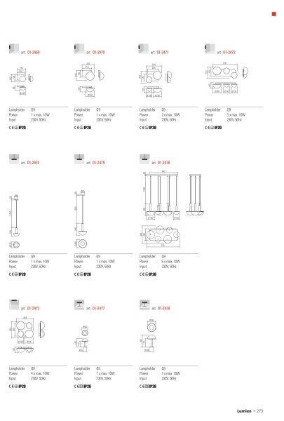 Redo 01-2471 - Стенно осветително тяло LUMIEN 2xG9/10W/230V златисто/бяло
