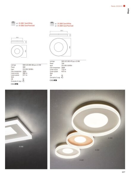 Redo 01-2004 - LED таванно осветително тяло MAYA, димируемо, 75W/230V, Ø 60 см, златисто