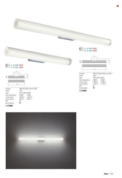Redo 01-2593 - LED осветително тяло за огледало RIGAL LED/18W/230V IP44 хром/бяло