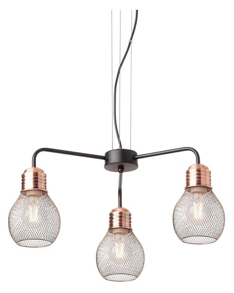 Redo 01-1579 - Полилей на кабел EDISON 3xE27/42W/230V Ø 53 см черен/меден