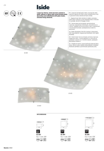 Redo 05-905 - Таванно осветително тяло ISIDE 2xE27/42W/230V 39x39 см прозрачно