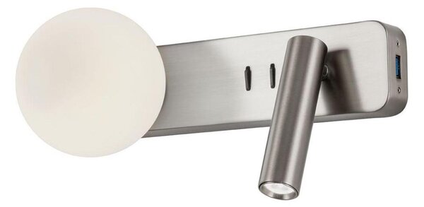Redo 01-2993 - LED стенно осветително тяло OASIS LED/3W/230V+1xG9/10W USB CRI 90 хром