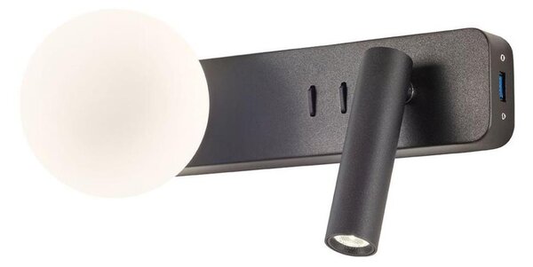Redo 01-2994 - LED стенно осветително тяло OASIS LED/3W/230V+1xG9/10W USB CRI 90 черен