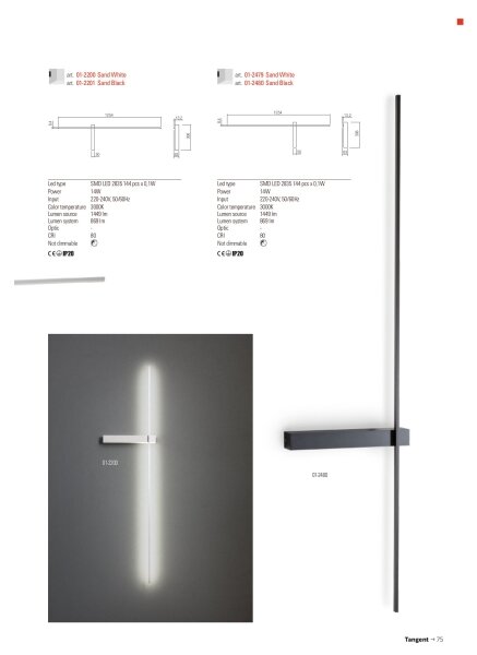 Redo 01-2479 - LED стенен аплик TANGENT LED/14W/230V 3000K бял