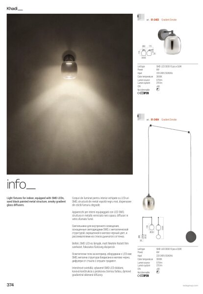 Redo 01-3487 -LED Димируем полилей на кабел KHADI 5xLED/5,2W/230V черен/опушен