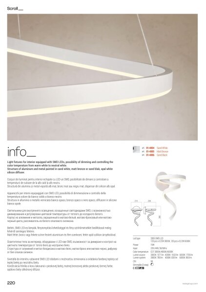 Redo 01-4014 - LED полилей на кабел SCROLL LED/38W/230V с възможност за димиране, златен