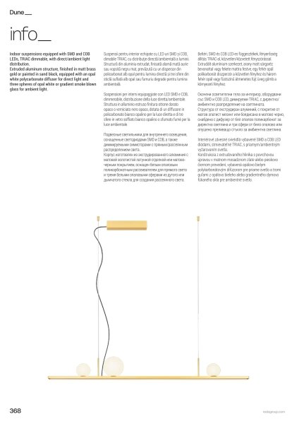 Redo 01-4301 - LED димируем полилей на кабел DUNE LED/48W/230V златист